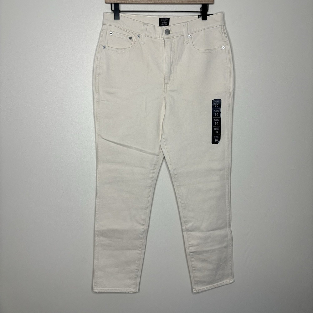 J Crew Classic Vintage All Day Stretch Jeans Ecru Wash Cream 30 NWT Minimalist